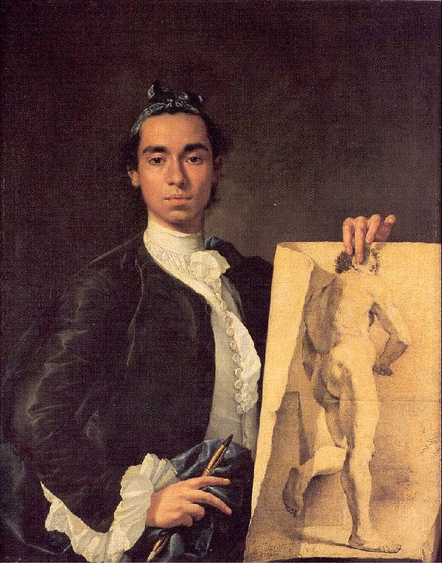Melendez, Luis Eugenio Portrait of the Artist Holding a Life Study oil painting picture